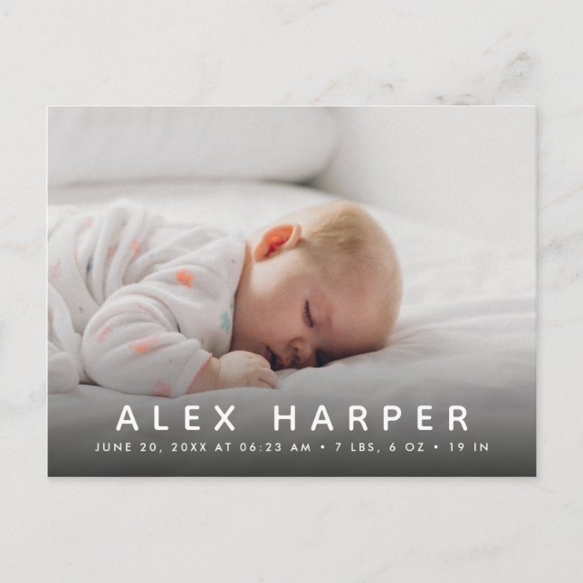 Klassische Foto-Collage Birth Ankündigungspostkarte (Vorderseite)