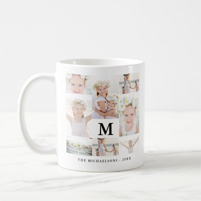 Klassische FotoCollage mit Monogramm und Name Kaffeetasse (Links)
