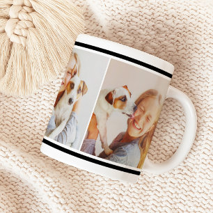 Klassische Fotocollage mit schwarzen Streifen Kaffeetasse