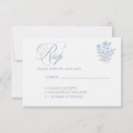 Klassische französisch blaue Hochzeits-RSVP-Karte RSVP Karte