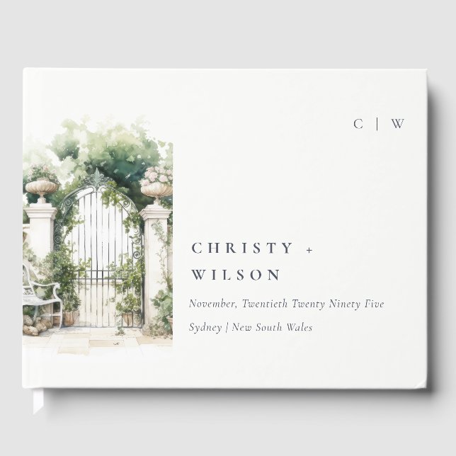 Klassische Französisch-Garten Landschaft Wasserfar Gästebuch (Vorderseite)