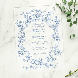 Klassische französische blaue Blumen- und Bänder-H