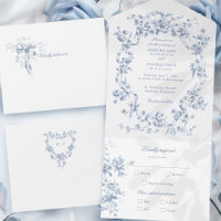 Klassische französische blaue Blumen- und Bänder-H