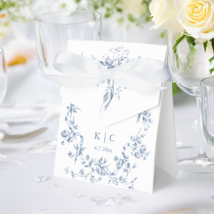 Klassische französische blaue Blumen- und Bänder-H Geschenkschachtel