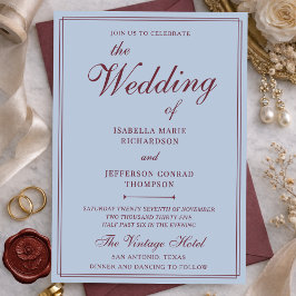 Klassische französische Blaue und Burgunder-Farben Einladung