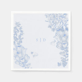 Klassische französische blaue weiße Blumen-Hochzei Serviette