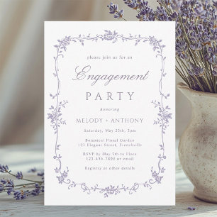 Klassische französische Lavendel-Blumen-Hochzeitsf Einladung