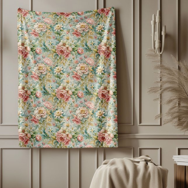 Klassische französische Rokoko-Intricate Botanical Fleecedecke (Classic French Rococo Intricate Botanical Designs Fleece Blanket)