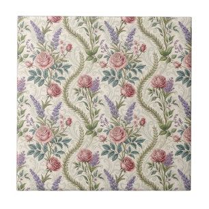 Klassische französische Rose und Lavendel Blumenmu Fliese