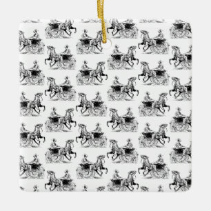 Klassische Frau mit Pferdetransport CUSTOM FARBE Keramikornament