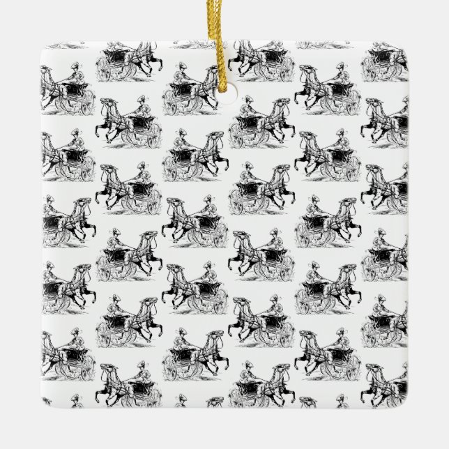 Klassische Frau mit Pferdetransport KUSTOM FARBE Keramikornament (Vorderseite)