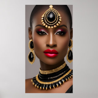 Klassische Frauen Modeafrikanisches Goldjuwel Poster