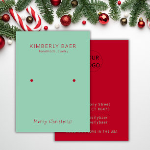 Klassische Frohe Weihnachten Blaue Logo-Ohrhänger- Visitenkarte
