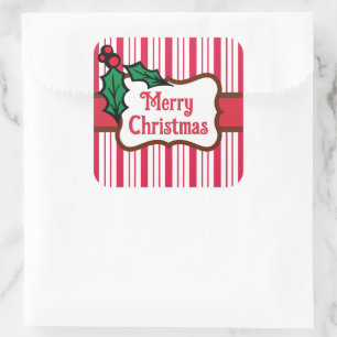 Klassische Frohe Weihnachten Pfefferminz Aufkleber