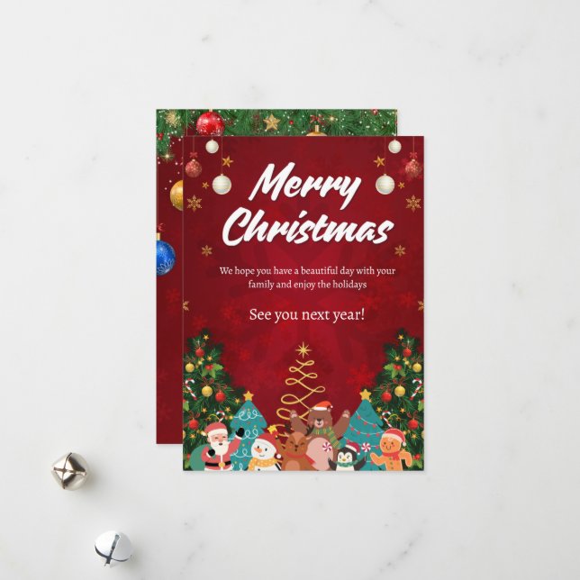Klassische Frohe Weihnachtskarte Feiertagskarte (Vorderseite/Rückseite Beispiel)