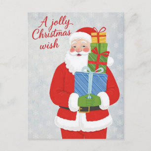 Klassische fröhliche Geschenke von Santa Claus Feiertagspostkarte