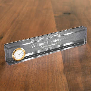 Klassische Führungskraft Geschenk Silber Tone Schr Namensplakette