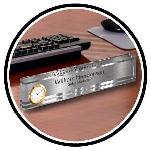 Klassische Führungskraft Geschenk Silber Tone Schr Namensplakette