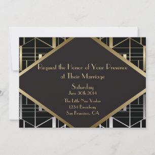 Klassische Gatsby-Deco-Hochzeitseinladung einfach Einladung