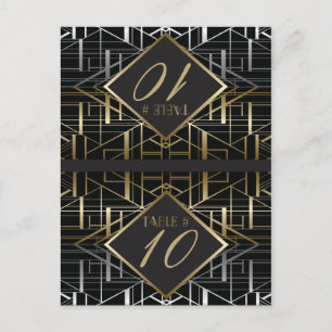 Klassische Gatsby-Deco-Hochzeitsplatzkarte Postkarte