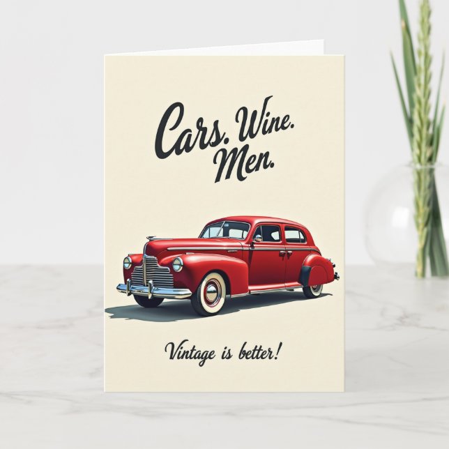 Klassische Geburtstagskarte mit Auto Karte (Vorderseite)