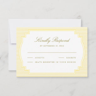 Klassische gelb gestreifte Hochzeit RSVP Karte