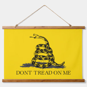 Klassische gelbe Gadsden-Flagge Don't Tread on Me Wandteppich Mit Holzrahmen