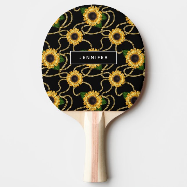 Klassische Gelbe Sonnenblumen Stilvolles Muster au Tischtennis Schläger (Vorderseite)