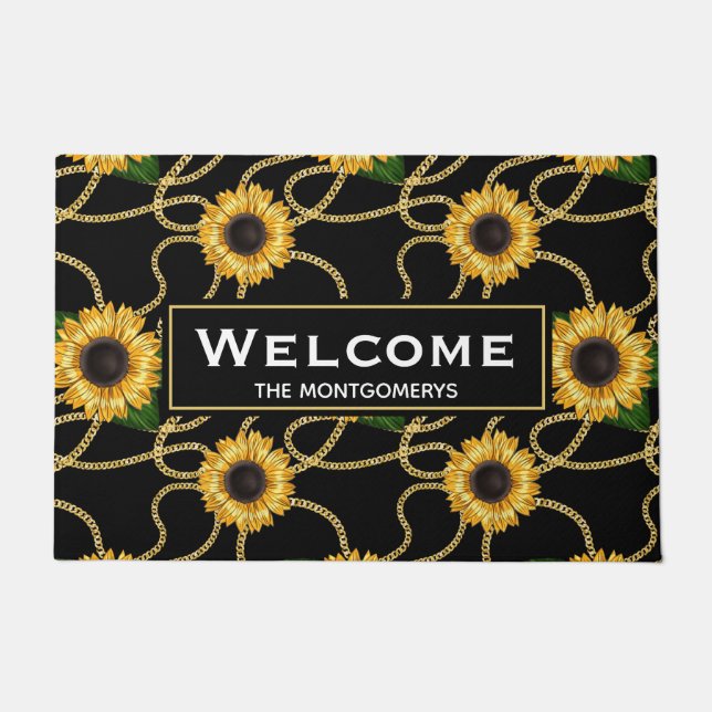 Klassische gelbe Sonnenblumen Stilvolles Muster Wi Fußmatte (Vorderseite)