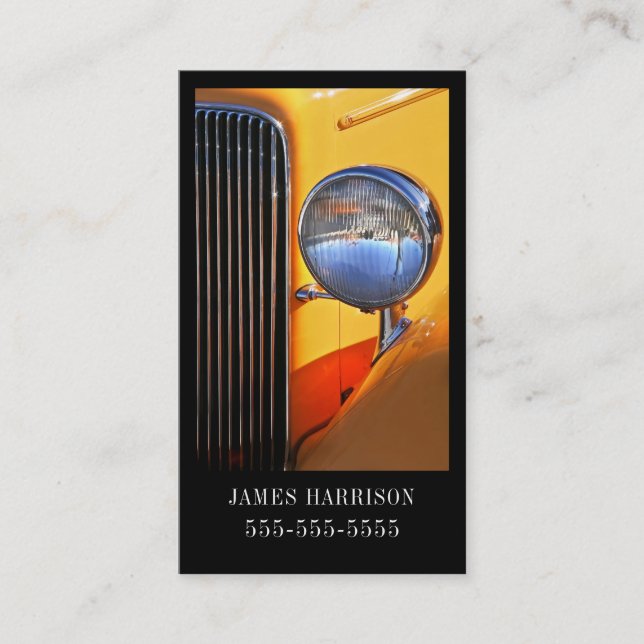 Klassische Gelbe und schwarze Automotive Visitenkarte (Vorderseite)