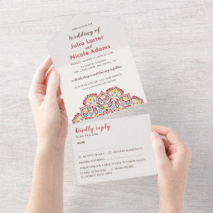 Klassische geometrische Mandala-Muster All In One Einladung