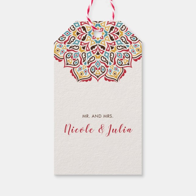 Klassische geometrische Mandala-Muster Geschenkanhänger (Rückseite)