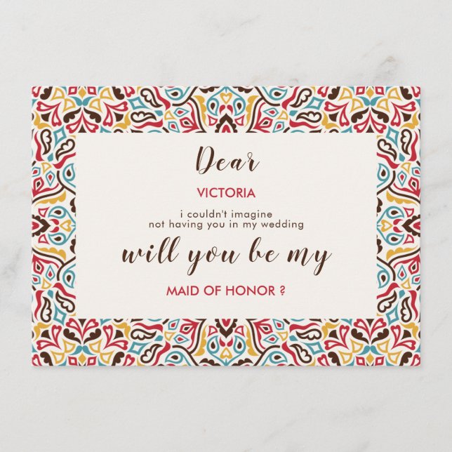 Klassische geometrische Mandala-Muster Menükarte (Vorderseite)