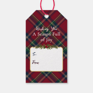 Klassische Geschenkanhänger im Tartan-Karo-Weihnac
