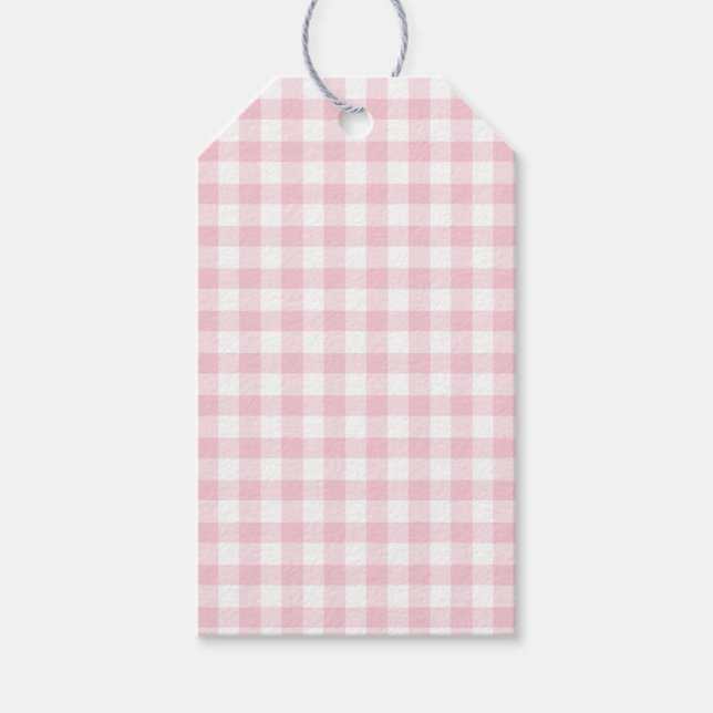Klassische Gingham Pink-Geschenkmarke Geschenkanhänger (Vorderseite)