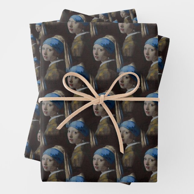 Klassische Girl mit Perlenohrwurz Geschenkpapier Set (Beispiel)