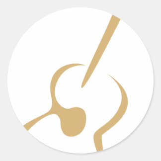 Klassische Gitarre im Swish Zeichnend Stil Runder Aufkleber