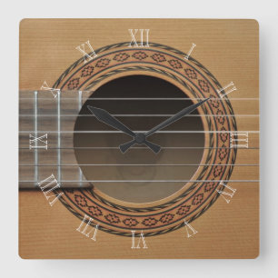 Klassische Gitarre v2 Quadratische Wanduhr