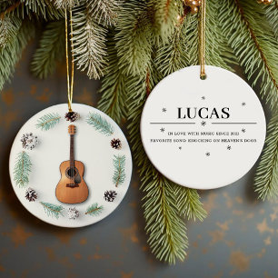 Klassische Gitarre Weihnachtskreide Kiefernkone Cu Keramik Ornament