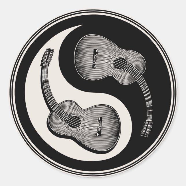 Klassische Gitarre Yin Yang Runder Aufkleber (Vorderseite)