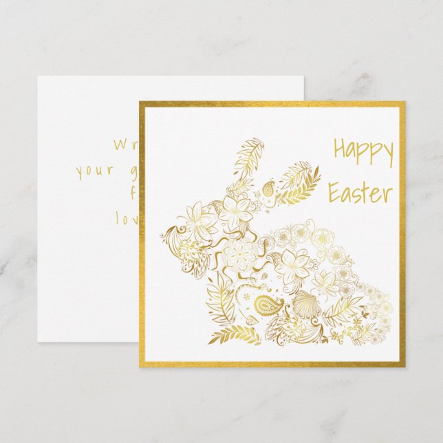 Klassische Gold Bunny Ostercard (Vorne/Hinten)