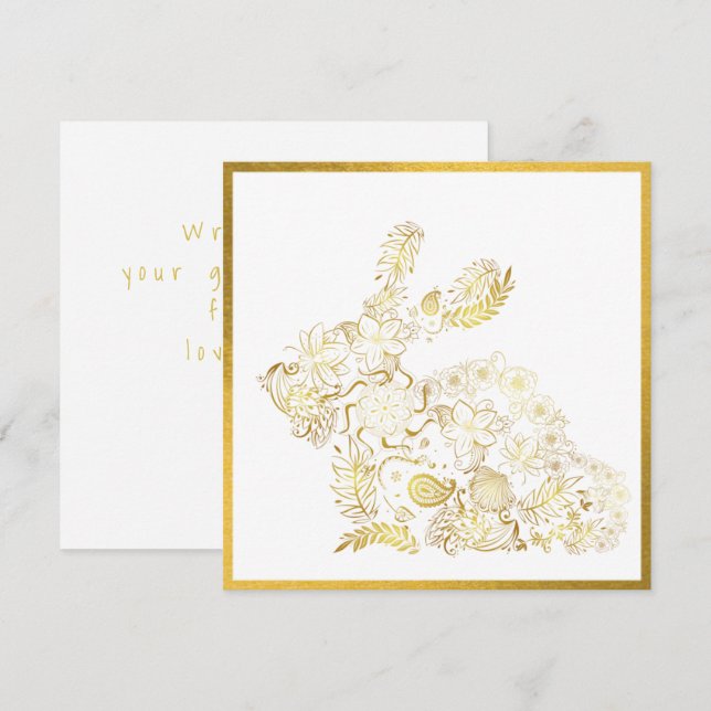 Klassische Gold Bunny Ostercard (Vorne/Hinten)