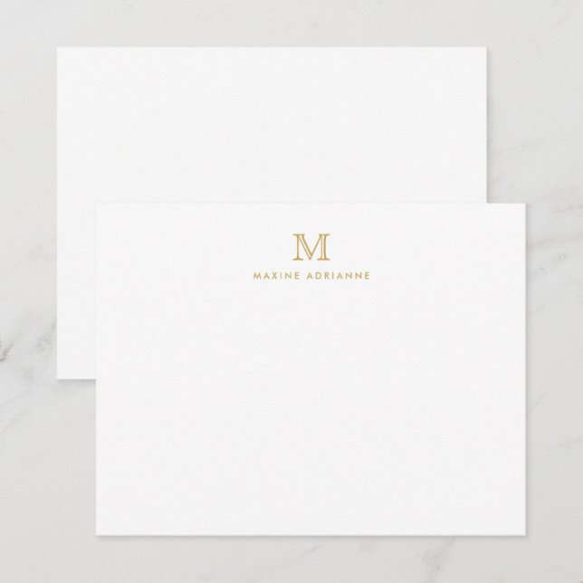 Klassische Gold Modern Monogram Erstkarte Einladung (Vorne/Hinten)