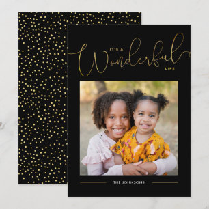 Klassische Gold Script Calligrafy Wonderful Life H Feiertagskarte
