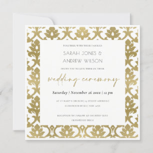 KLASSISCHE GOLDDAMASK-FLORALLE PATTERN-WEDD EINLADUNG