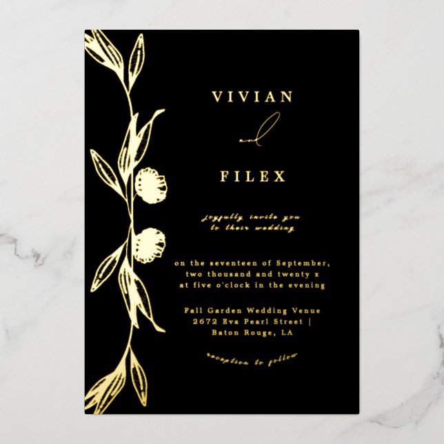 Klassische Golden Mini Kapsel Hochzeit Folieneinladung (Vorderseite)