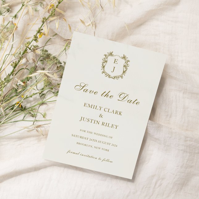Klassische Golden Monogram Save the Date Hochzeit Einladung (Von Creator hochgeladen)