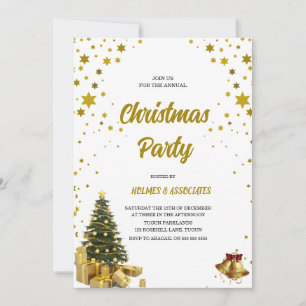 Klassische goldene Büro-Weihnachtsfeier für Untern Einladung