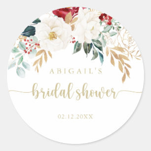 Klassische goldene florale Hochzeitsdusche Favor   Runder Aufkleber