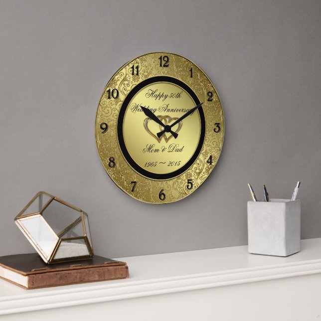 Klassische goldene Hochzeitshaltechuhr Große Wanduhr (Büro)